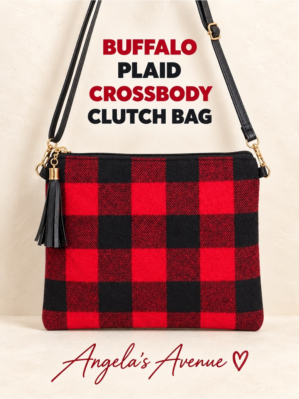 Buffalo Plaid Crossbody Clutch Bag NEW
